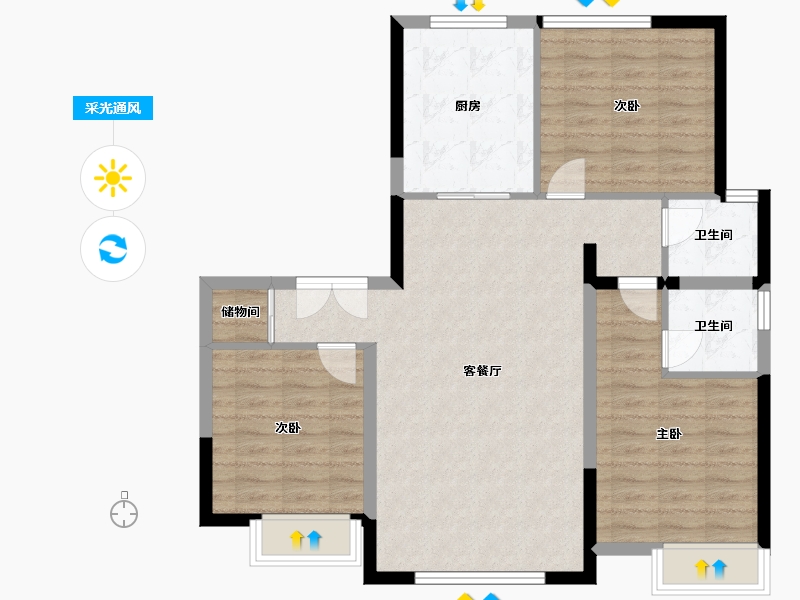 宁夏回族自治区-银川市-鲁银泷玺-92.32-户型库-采光通风