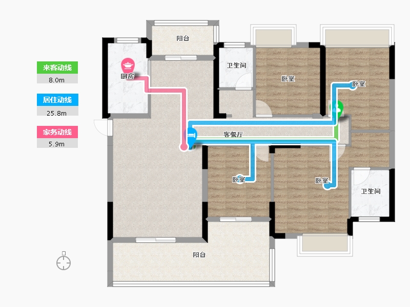 湖北省-荆门市-洋丰·凤凰香醍-128.53-户型库-动静线