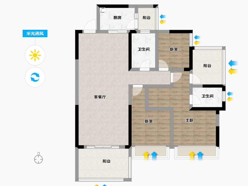 四川省-绵阳市-富临绵州水郡-106.35-户型库-采光通风