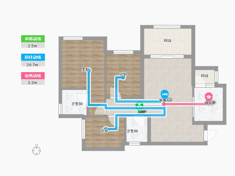 四川省-南充市-鸿通翡翠城-72.82-户型库-动静线