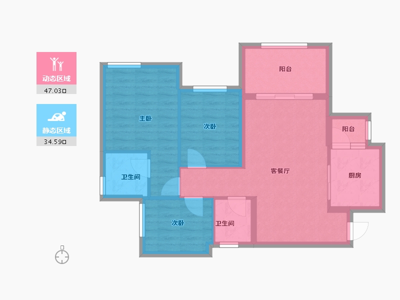 四川省-南充市-鸿通翡翠城-72.82-户型库-动静分区