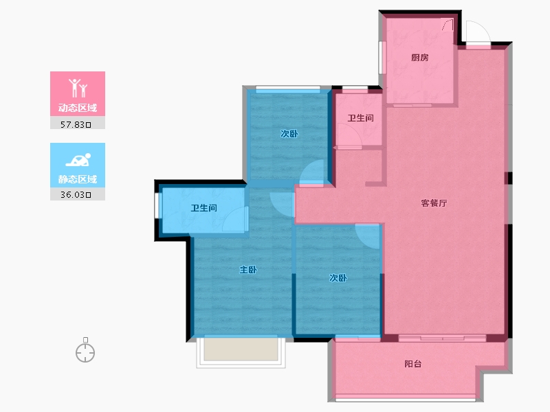 广西壮族自治区-百色市-三和城二期随园-84.77-户型库-动静分区