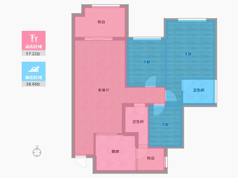 四川省-南充市-鸿通翡翠城-85.62-户型库-动静分区