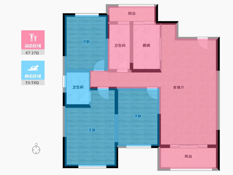 河南省-南阳市-镇平宇信凯旋城-104.97-户型库-动静分区