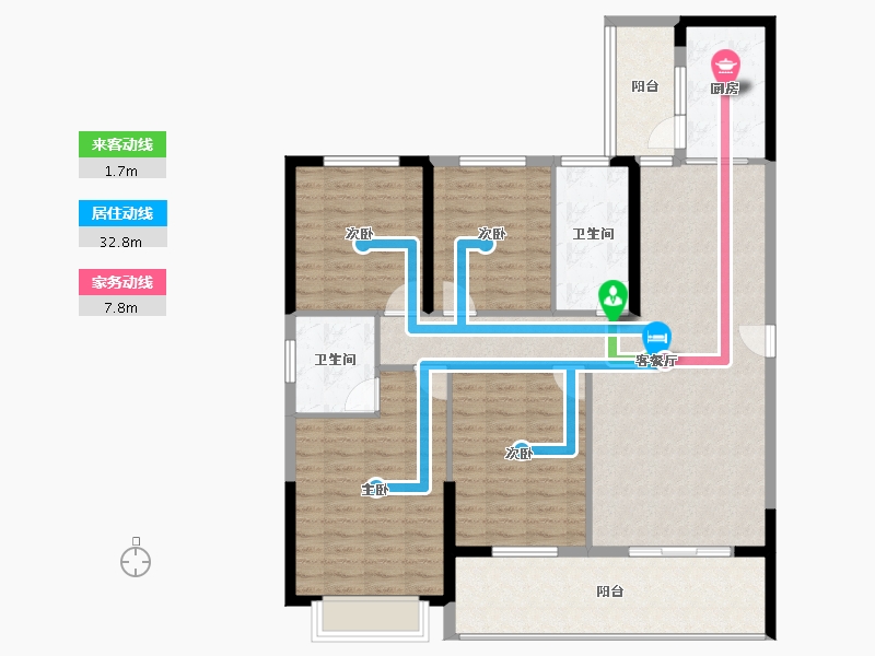 湖北省-咸宁市-信达森林公馆-126.55-户型库-动静线