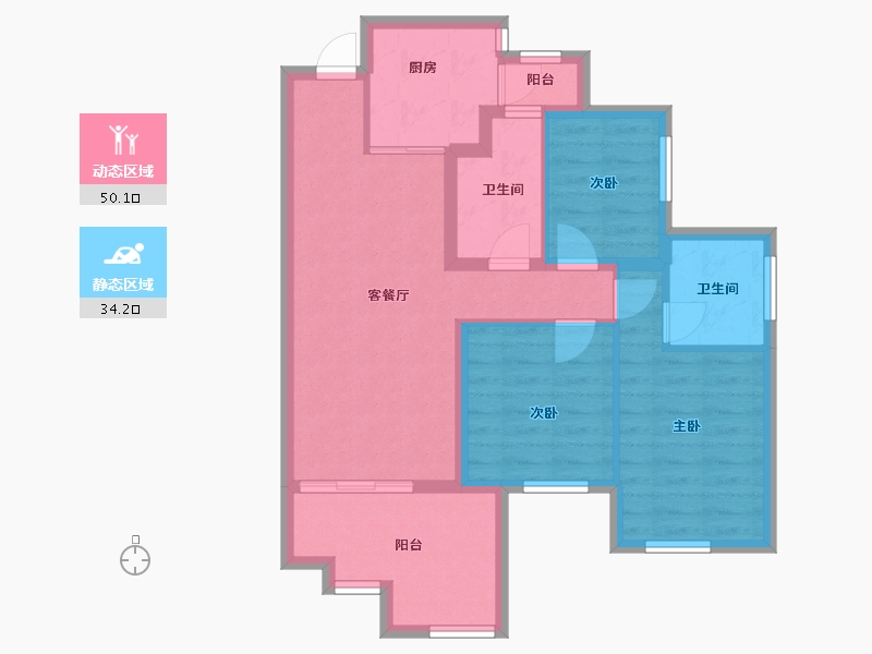 四川省-南充市-鸿通文德中央大境-74.56-户型库-动静分区