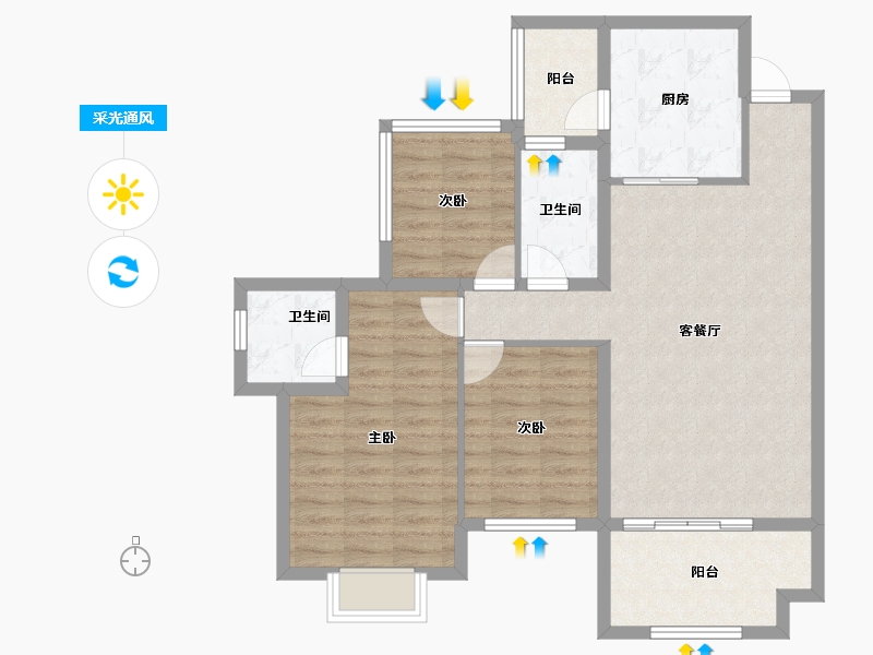 四川省-南充市-鸿通翡翠城-89.95-户型库-采光通风