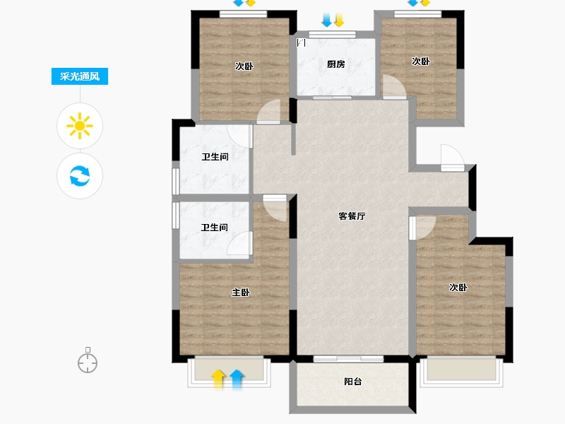 山东省-枣庄市-东山华府-104.04-户型库-采光通风