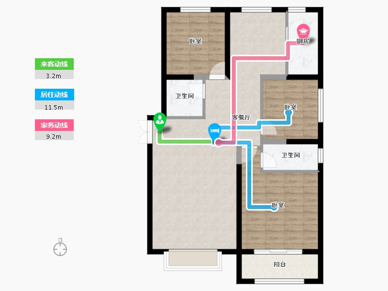 河北省-秦皇岛市-博维美墅-96.70-户型库-动静线