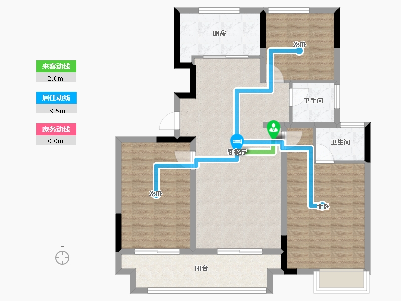 安徽省-宿州市-香格里拉·紫薇-95.86-户型库-动静线