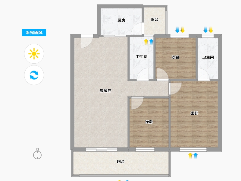 湖北省-咸宁市-信达森林公馆-84.22-户型库-采光通风