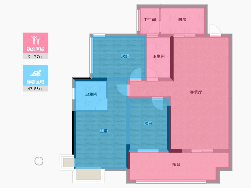 贵州省-黔东南苗族侗族自治州-领地·天御-96.53-户型库-动静分区