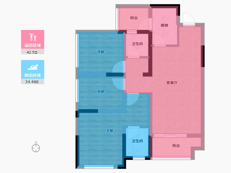 四川省-南充市-优筑紫御天骄-66.87-户型库-动静分区