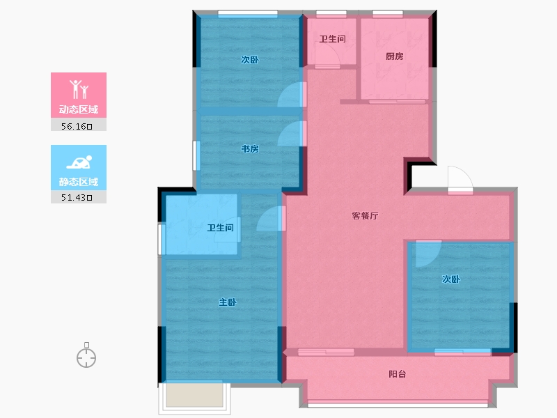 安徽省-宿州市-香格里拉·紫薇-96.06-户型库-动静分区