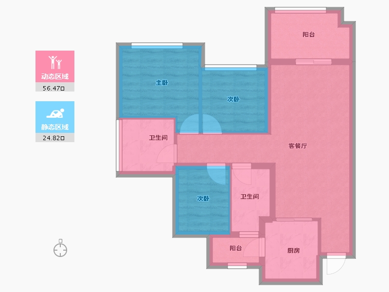 四川省-南充市-鸿通文德中央大境-71.83-户型库-动静分区