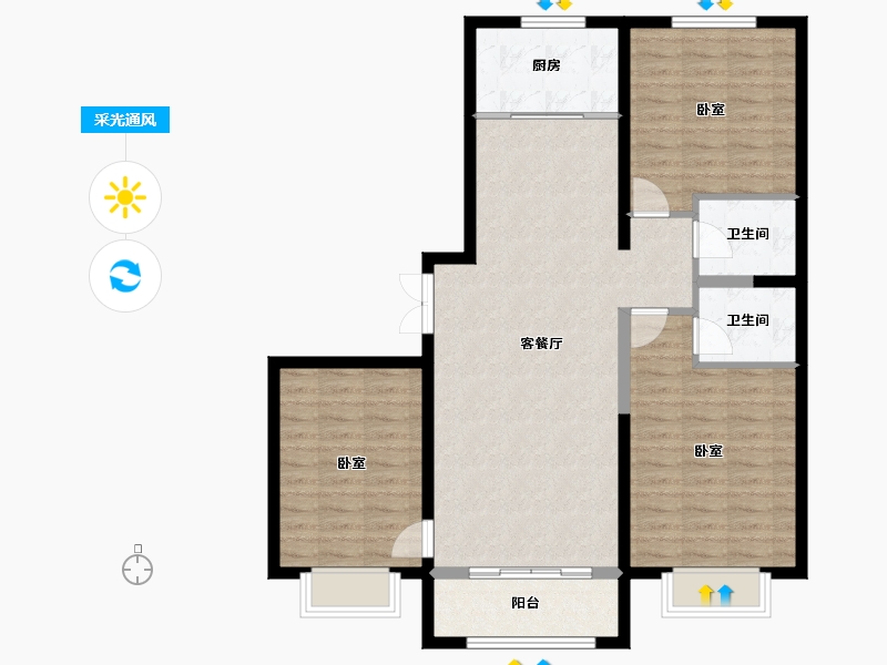 河北省-秦皇岛市-博维美墅-100.46-户型库-采光通风