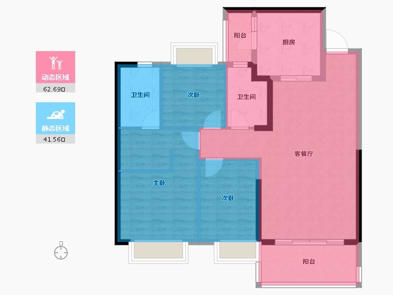 江西省-赣州市-联州恒大御景-93.71-户型库-动静分区