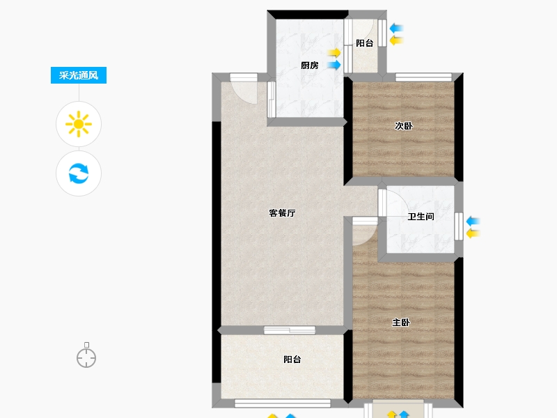 甘肃省-天水市-嘉元·观澜国际-62.45-户型库-采光通风