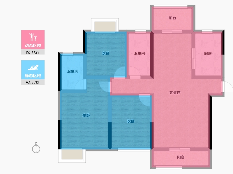 湖南省-娄底市-吉大汉珠山府-91.32-户型库-动静分区