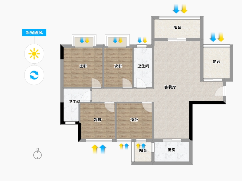 广东省-梅州市-兴宁胜雄花园-97.99-户型库-采光通风