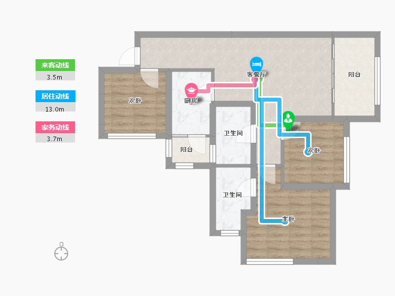 四川省-南充市-阳光龙湾生态城-69.37-户型库-动静线