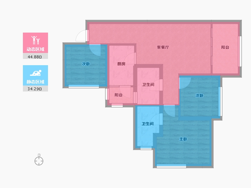 四川省-南充市-阳光龙湾生态城-69.37-户型库-动静分区