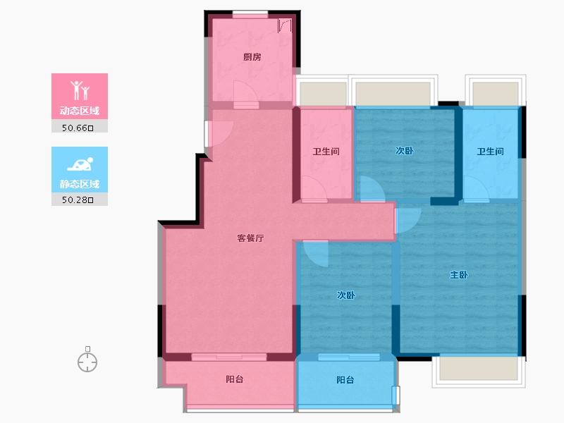 江苏省-苏州市-四季佳苑-89.98-户型库-动静分区