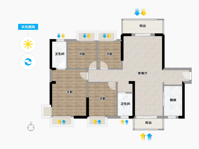 广东省-东莞市-海德琥珀臺-104.02-户型库-采光通风