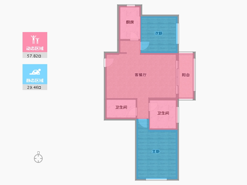 辽宁省-大连市-南山南郡-78.00-户型库-动静分区