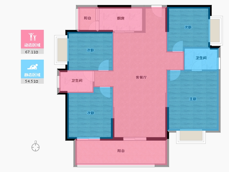 广东省-梅州市-敏捷锦绣悦府(华府二期)-110.12-户型库-动静分区