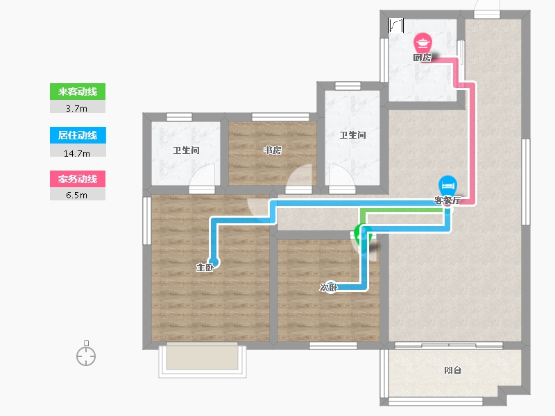 山东省-烟台市-龙口碧桂园·凤凰台-88.05-户型库-动静线