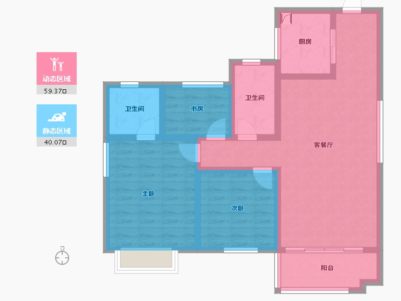 山东省-烟台市-龙口碧桂园·凤凰台-88.05-户型库-动静分区