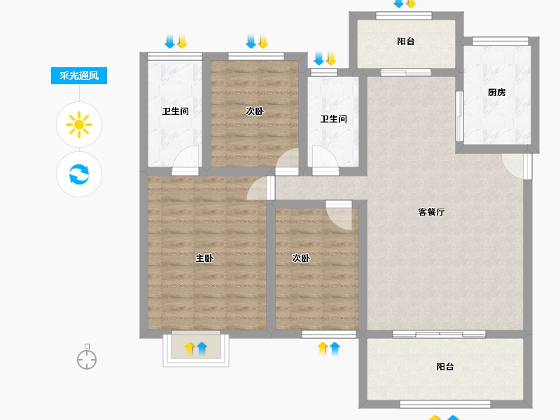 四川省-南充市-鸿通翡翠城-98.51-户型库-采光通风