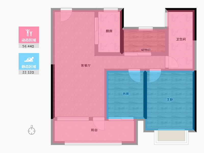 甘肃省-天水市-奥特莱斯·明月江南-68.96-户型库-动静分区