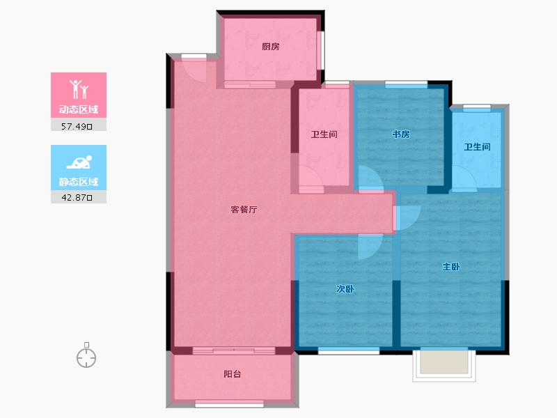 河南省-南阳市-镇平宇信凯旋城-89.42-户型库-动静分区