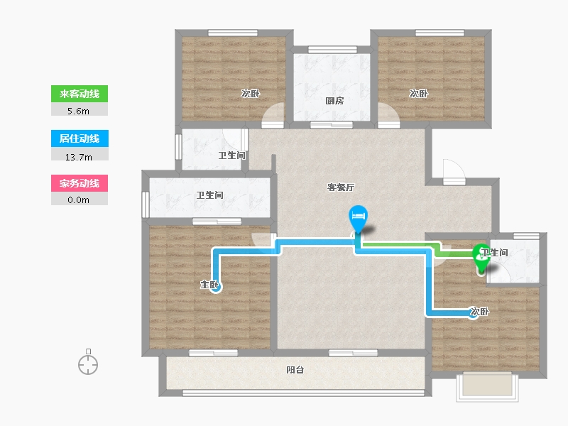 甘肃省-天水市-天水·盛达公馆-133.61-户型库-动静线