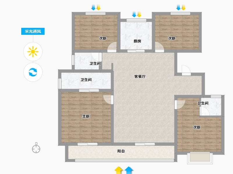 甘肃省-天水市-天水·盛达公馆-133.61-户型库-采光通风