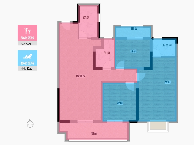 安徽省-宿州市-香格里拉·紫薇-86.00-户型库-动静分区