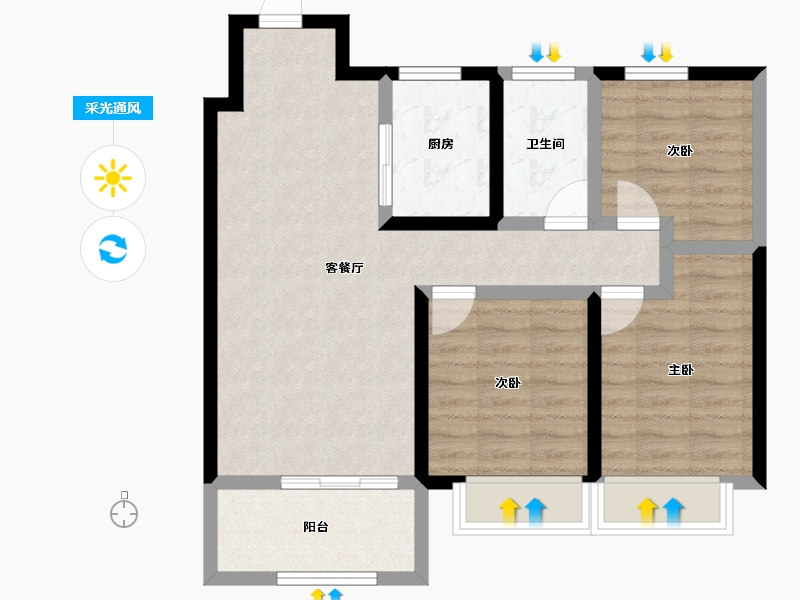 甘肃省-天水市-恒顺阳光城·翡丽湾-73.32-户型库-采光通风