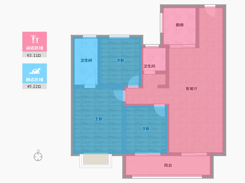 甘肃省-天水市-恒顺阳光城·翡丽湾-96.15-户型库-动静分区