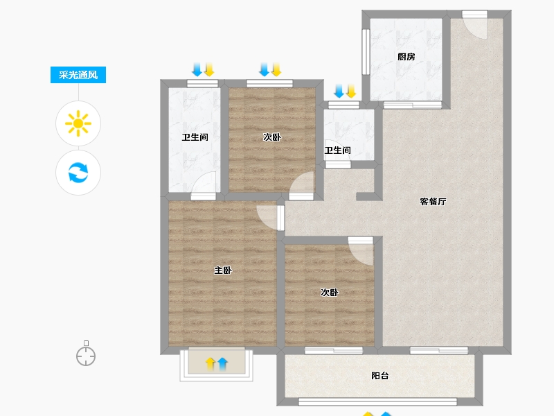 甘肃省-天水市-恒顺阳光城·翡丽湾-96.15-户型库-采光通风