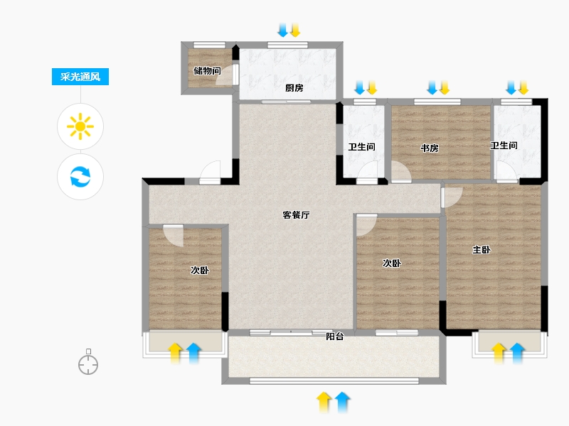 山东省-烟台市-玲珑玺悦府-137.06-户型库-采光通风