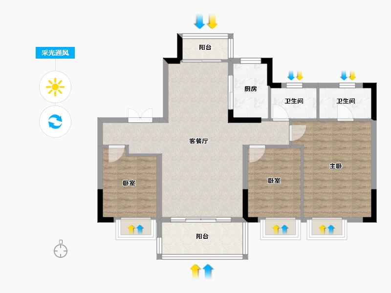 江西省-赣州市-澜山原著-89.95-户型库-采光通风