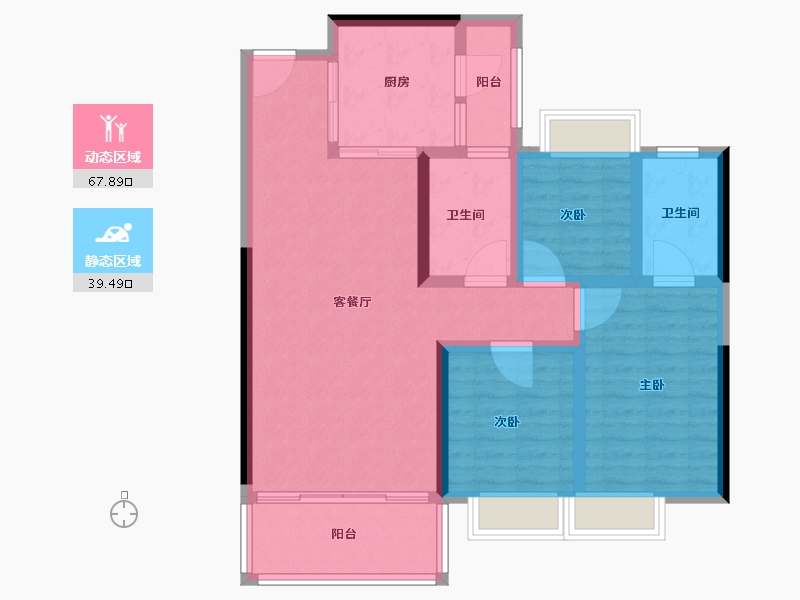 安徽省-六安市-恒大珺庭-65.55-户型库-动静分区