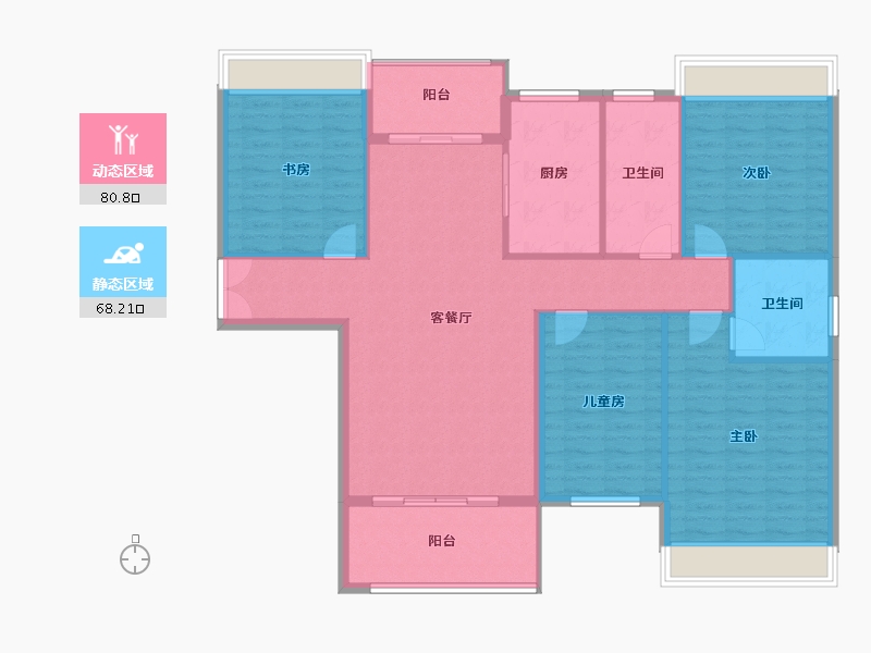 河南省-信阳市-信合阳光城-137.04-户型库-动静分区