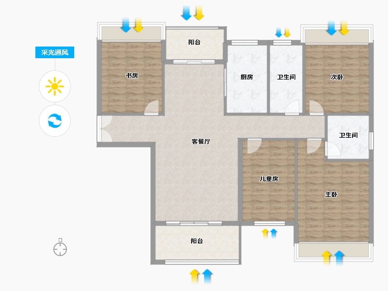 河南省-信阳市-信合阳光城-137.04-户型库-采光通风