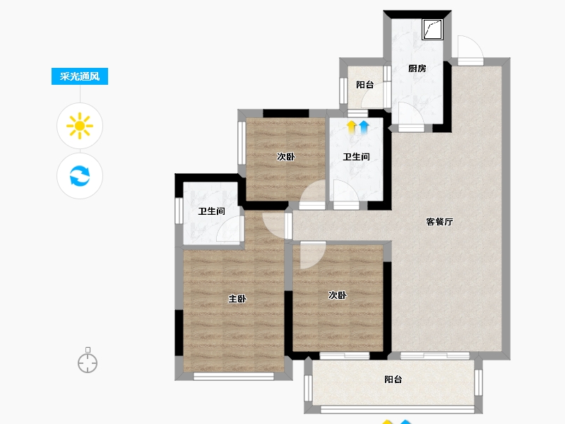 四川省-德阳市-金科集美水岸-80.00-户型库-采光通风