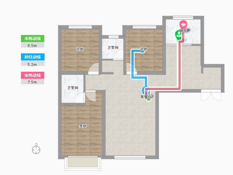 内蒙古自治区-包头市-黄河龙城澜湖璞园-79.89-户型库-动静线