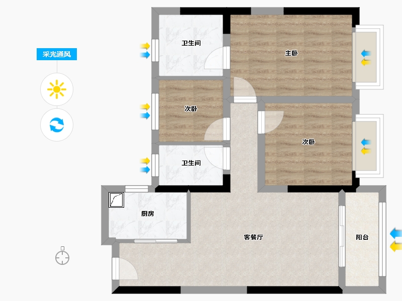 浙江省-金华市-东望文化-75.00-户型库-采光通风