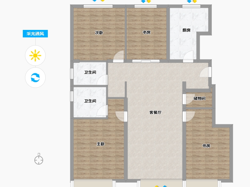 河北省-保定市-华远·海蓝城二期-127.25-户型库-采光通风